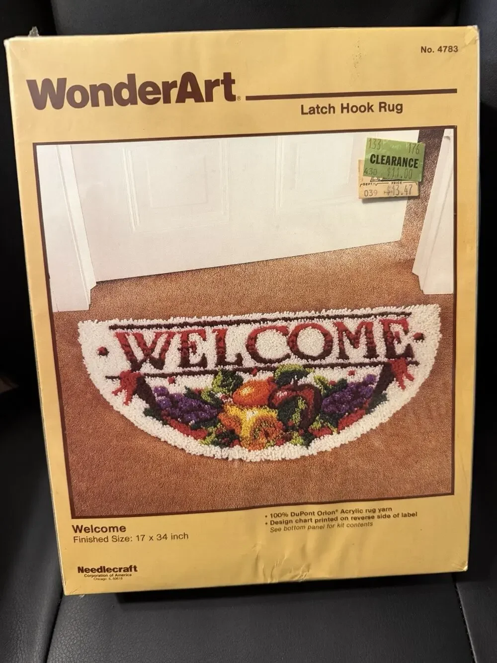 WonderArt latch hook rug NIP Welcome Needlecraft Vintage 17x34 #4783 craft